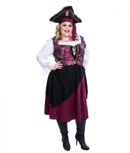Burgundy Pirate Wench Adult Plus Costume