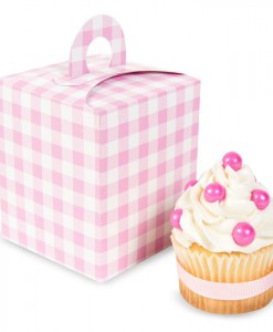Light Pink Gingham Cupcake Boxes (4 count)