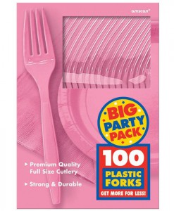 New Pink Big Party Pack - Forks (100 count)
