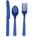 Bright Royal Blue Forks  Knives Spoons (8 each)