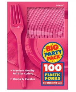 Bright Pink Big Party Pack - Forks (100 count)