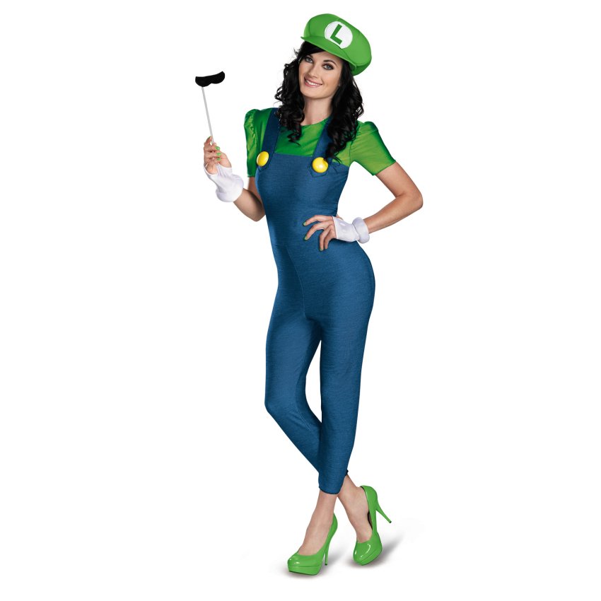 Super Mario Brothers Deluxe Female Luigi Costume Halloween Costume