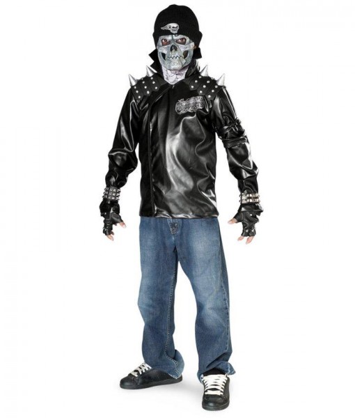 Metal Skull Biker Teen Costume