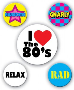 80's Party Buttons (5 count)