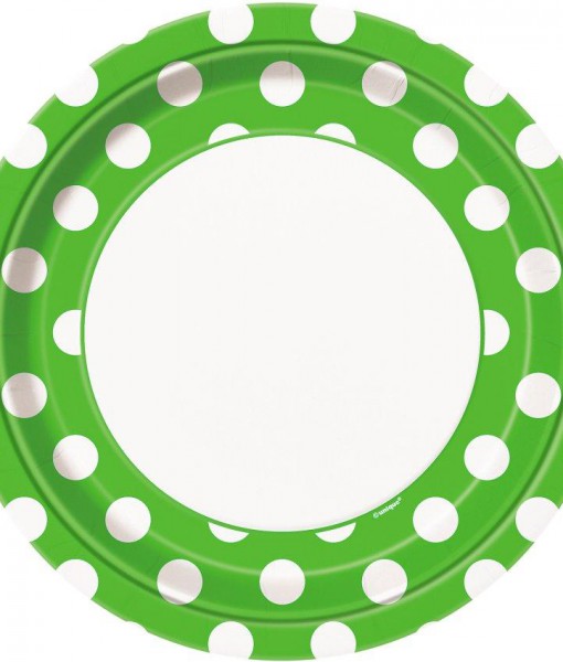 Green and White Dots Dinner Plates (8)