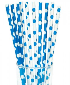 Blue and White Dots Straws (10)