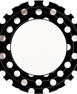 Black and White Dots Dinner Plates (8 count)