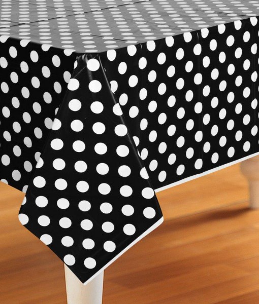 Black and White Dots Plastic Tablecover