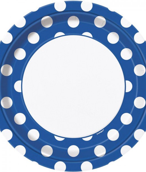 Blue and White Dots Dinner Plates (8)
