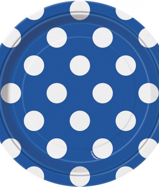 Blue and White Dots Dessert Plates (8)