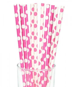 Pink and White Dot Straws (10)