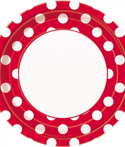 Red and White Dots Dinner Plates (8)