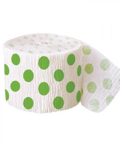Green and White Dots Crepe Paper