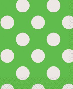 Green and White Dots Beverage Napkins (16)