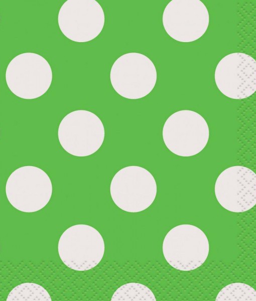Green and White Dots Beverage Napkins (16)