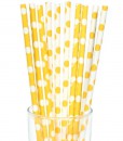 Yellow and White Dot Straws (10)