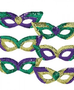Mardi Gras Sequin Party Masks (6 count)