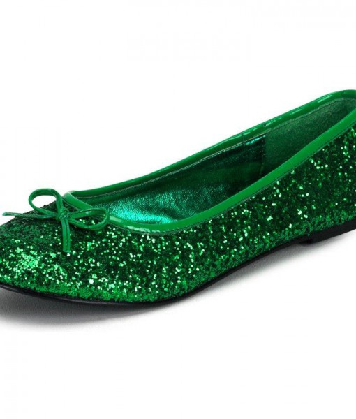 Glitter Green Flat Adult Shoes