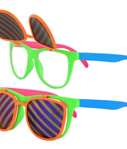 Flip Ups Neon Glasses Adult